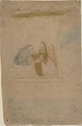 Eine Dame mit Begleitern, ca. 1775-1780