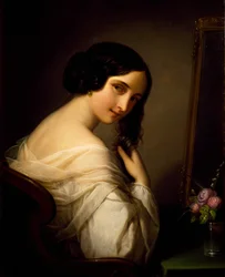 Eine Dame bei ihrer Toilette