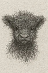 Flauschiges schwarzes Kalb