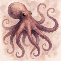 Anmutiger Aquarell Oktopus