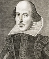 Porträt von William Shakespeare auf dem Frontispiz von Komödien, Historien und Tragödien i...