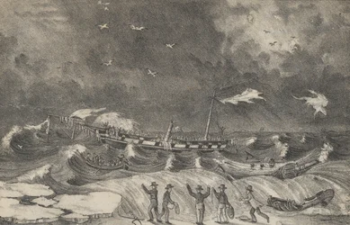 Schreckliches Wrack der Mexico am Hempstead Beach, 2. Januar 1837