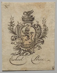 Exlibris: Wappen mit der Inschrift Ezekiel Price
