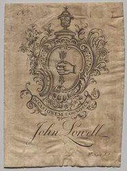 Exlibris: Wappen mit der Inschrift John Lowell
