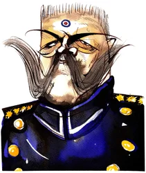 Paul von Hindenburg - Polnisch-geborener, deutscher General und Präsident (1847-1934); Farbkarikatur