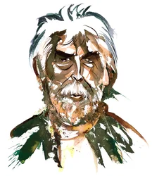 Sir Harrison Birtwistle - Farbkarikatur