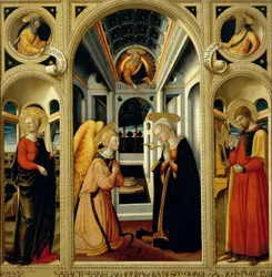 Verkündigung mit St. Apollonia, St. Lukas und den Propheten David und Jesaja