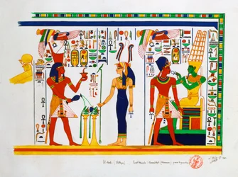 Wandgemälde aus El-Kab, Ägypten, 1841