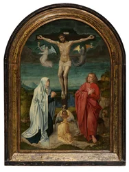 Kalvarienberg: Christus am Kreuz zwischen der Heiligen Jungfrau und dem Heiligen Johannes