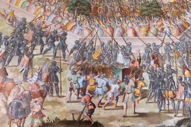 Detail des Freskos in der Halle der Schlachten der Schlacht von La Higueruela 1431