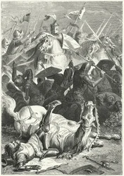 Gefangennahme des schwer verwundeten Markgrafen Ezzelino III. da Romano in der Schlacht von Torricella