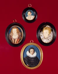 Sammlung von Miniaturen: Francis Drake (jetzt in der National Portrait Gallery); Elizabeth I (jetzt in der National Portrait Gallery); Isaac Oliver; Elizabeth, Königin von Böhmen