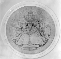 Entwurf für die Vorderseite des Großen Siegels von Königin Elizabeth I. von Irland, ca. 1584