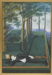 Porträt eines liegenden Edelmanns in einem bewachsenen Hof; Porträt von Henry Percy, 9. Earl of Northumberland