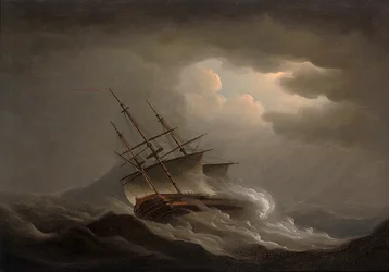 Eine Fregatte in einem Offshore-Sturm