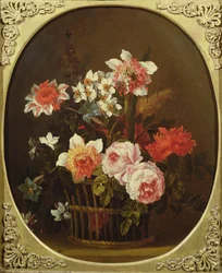 Stillleben mit Blumen in einem Korb, 18. Jahrhundert