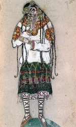 Kostüm eines russischen Bauernmädchens, aus Strawinskys Ballett Frühlingsopfer
