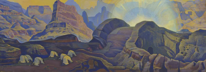 Das Wunder (aus der Serie Messias) von Nicholas Roerich (1874-1947). Tempera auf Leinwand