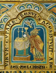 Der Priesterkönig von Salem, Melchisedek, opfert Brot und Wein