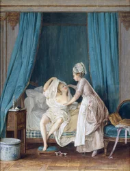 Dame steigt aus dem Bett, 1776