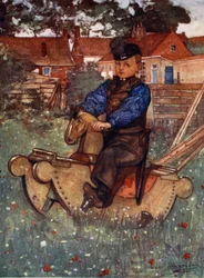 Ein Junge aus Veere auf einem Schaukelpferd, 1904