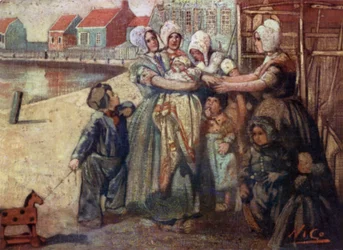 Baby-Verehrung (Farblithografie)