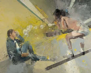 Kleines Mädchen mit Seifenblasen in der U-Bahn, 2021