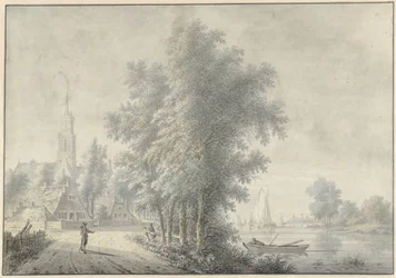 Ansicht eines Dorfes mit Kirchturm