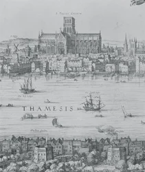 Panorama von London und der Themse (Detail)