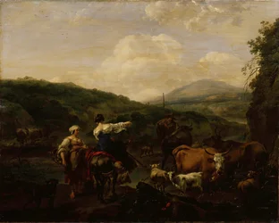 Rinder an einem Wasserplatz