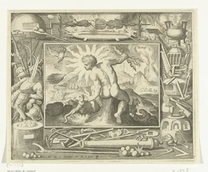 Element Feuer als junger Mann mit Blitzen (Ignis, Die vier Elemente)