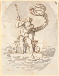 Oceanus auf seinem Thron im Meer