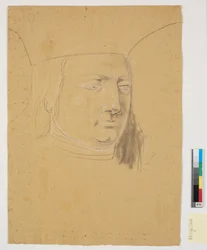 Studie des Kopfes von Christian I auf Christian I erhebt Holstein zum Herzogtum