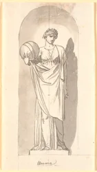 Urania als Statue in einer Nische