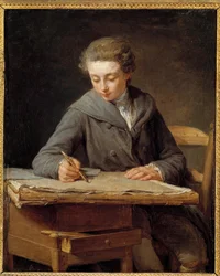 Der kleine Zeichner: Porträt von Carle Vernet im Alter von 14 Jahren. Carle Vernet, französischer Maler (1758-1836), aufgezogen von dem Autor dieses Gemäldes, Nicolas Bernard Lepicie (1735-1784). Öl auf Leinwand