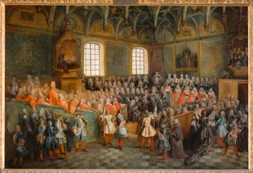 Sitzung des Gerichts (Lit de Justice), abgehalten im Parlament am 22. Februar 1723