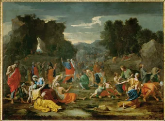 Die Israeliten sammeln Manna in der Wüste