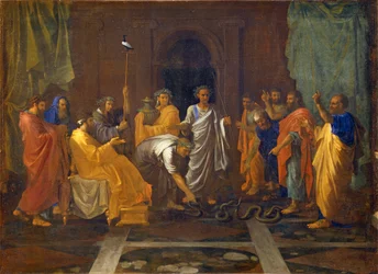 Moses verwandelt Aarons Stab in eine Schlange