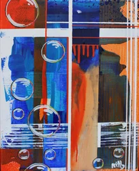 Abstrakte blaue und orange Blasen
