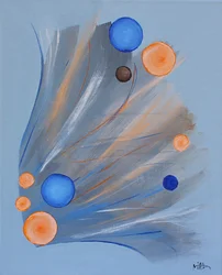 Dynamische blaue und orange Sphären