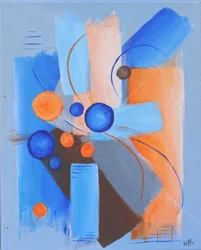 Dynamische blaue und orange Sphären