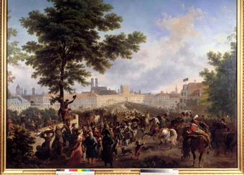 Einzug der französischen Armee unter dem Kommando von Kaiser Napoleon Bonaparte (1769-1821) in München am 24.10.1805