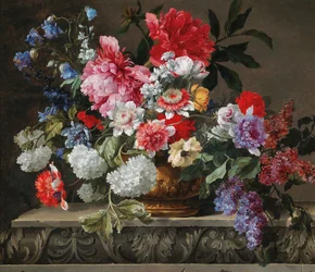 Stillleben mit Rosen, Tulpen, Anemonen und Flieder, zweite Hälfte des 17. Jahrhunderts.