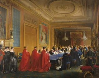 Louis-Philippe erhält den Hosenbandorden von der jungen Königin Victoria