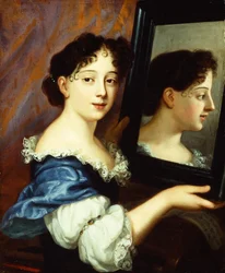 Eine Dame, die einen Spiegel hält, um 1660