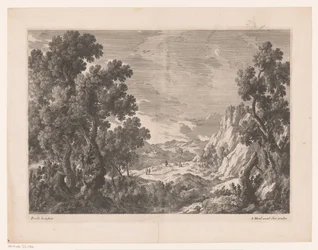 Berglandschaft mit Menschen auf einem Weg