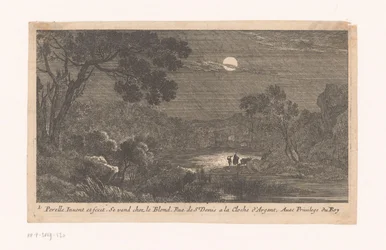 Landschaft bei Nacht mit Reisenden