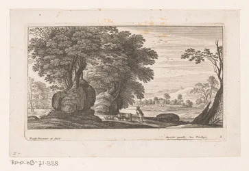 Landschaft mit Figur und Vieh