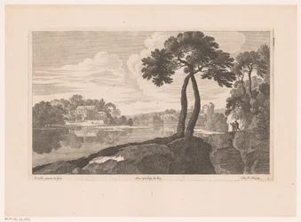 Landschaft mit Kloster am Fluss