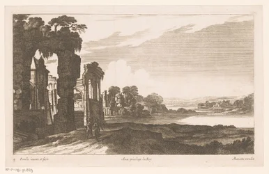 Flusslandschaft mit bewachsenen Ruinen